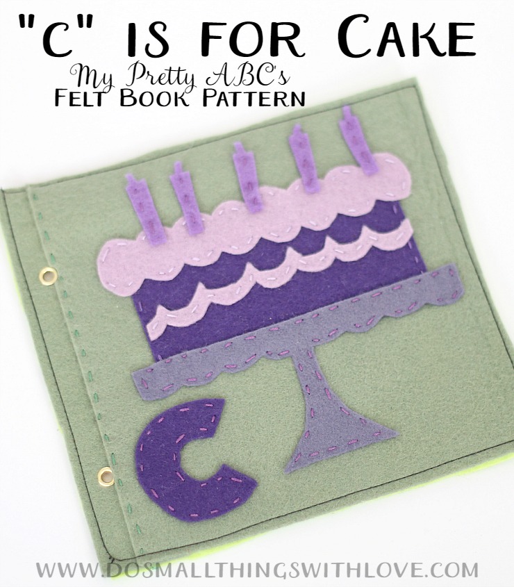 C is for cake felt book page pattern