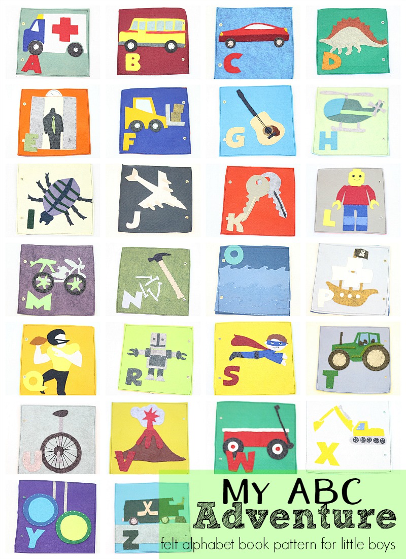 my ABC adventure--felt alphabet book pattern for little boys