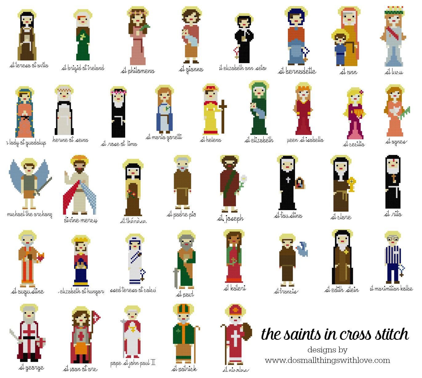40 Catholic Saints in Cross Stitch - Do Small Things with ...