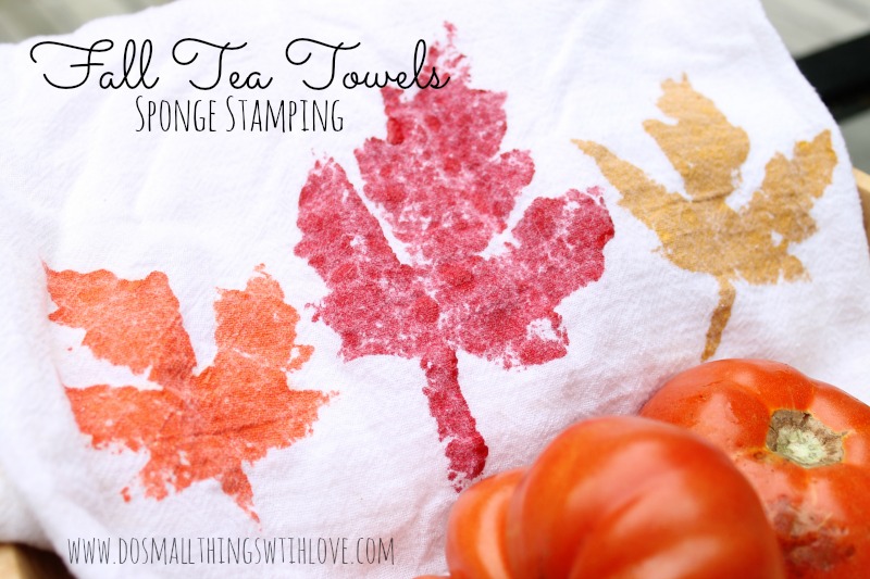 Fall Tea Towels Sponge Stamping
