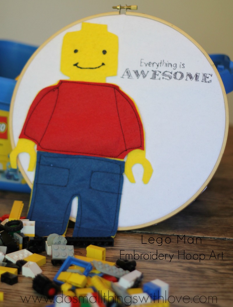Lego Man Embroidery Hoop Art