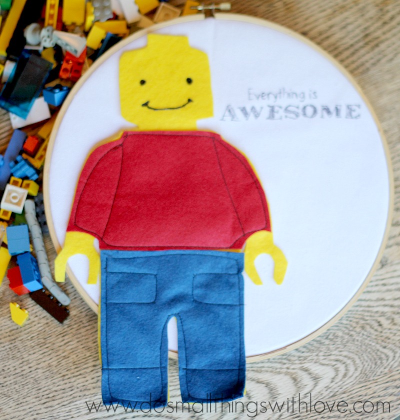 Lego Man Felt Embroidery Hoop Art